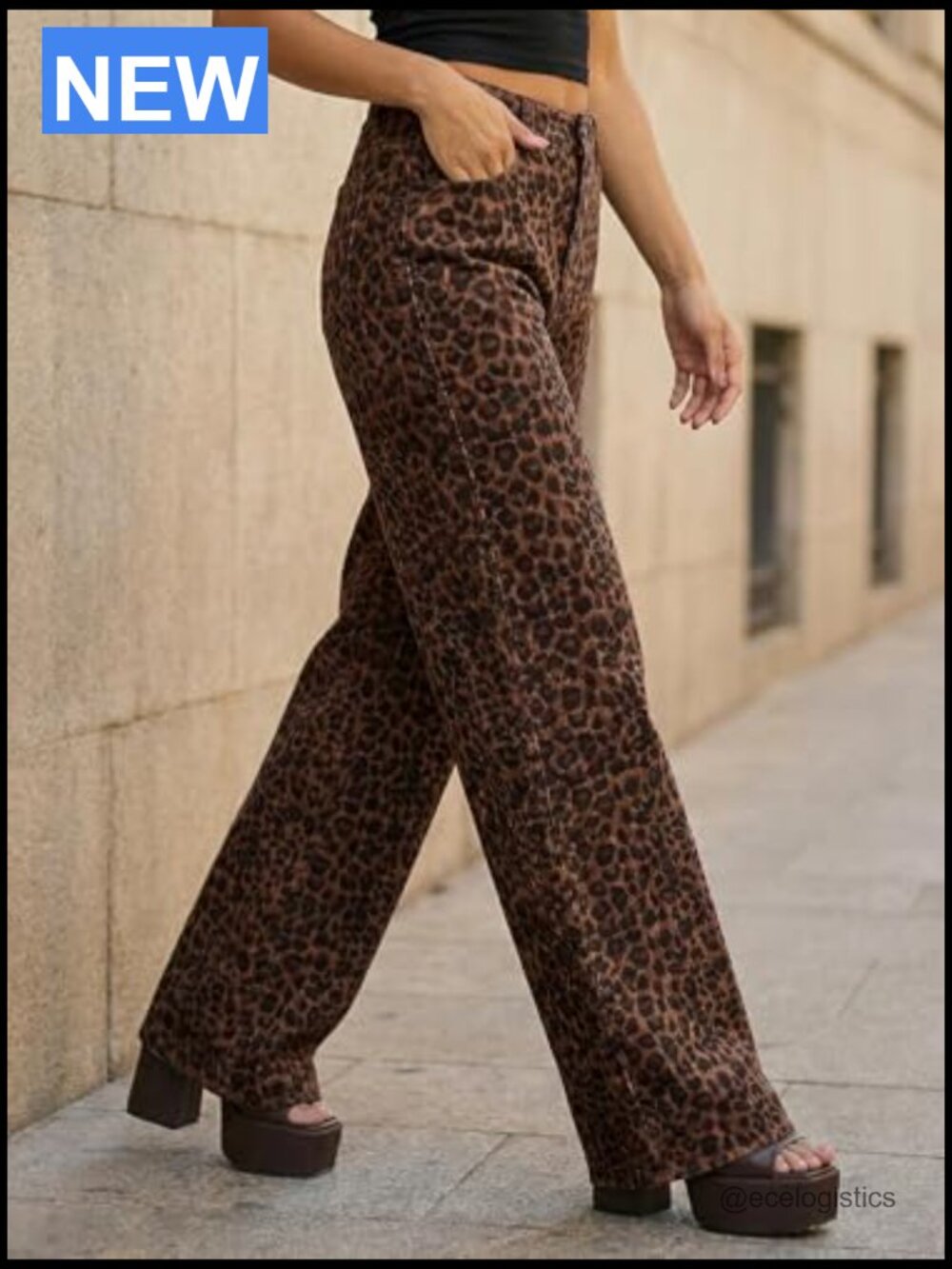 Wide Leg High Waisted Baggy Stretchy Denim Pants with Pockets - Picture 4 of 6